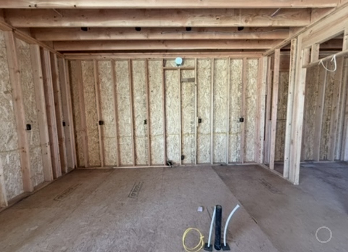 Interior framing rough-in phase on residential new construction